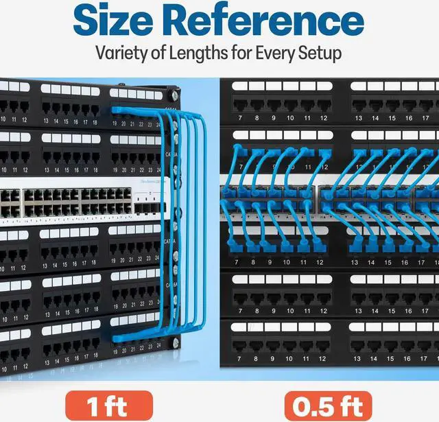 Alt view image 6 of 7 - 10-Pack Cat6A Ultra-Slim Patch Cables - Bendable Boot - High-Speed 10GB Ethernet Cord - Space-Saving, Fast, Durable Cat6 Patch Cables - 1ft,1.5ft, 2ft, 3ft, 5ft, 6ft, 7ft,10ft,15ft (Blue)