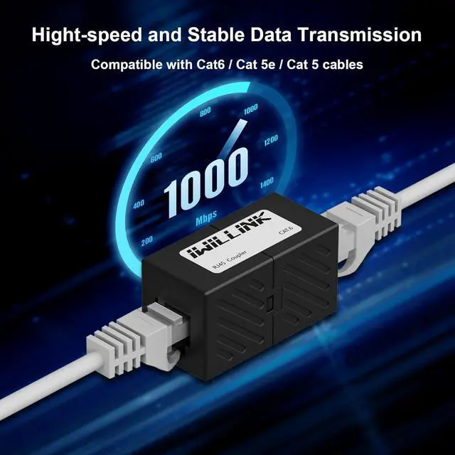 Alt view image 5 of 7 - Iwillink RJ45 Coupler 10-Pack, Ethernet Coupler, RJ45 Connector for Cat6/Cat5e/Cat5 Ethernet Cable, Extender Adapter Female to Female, Black