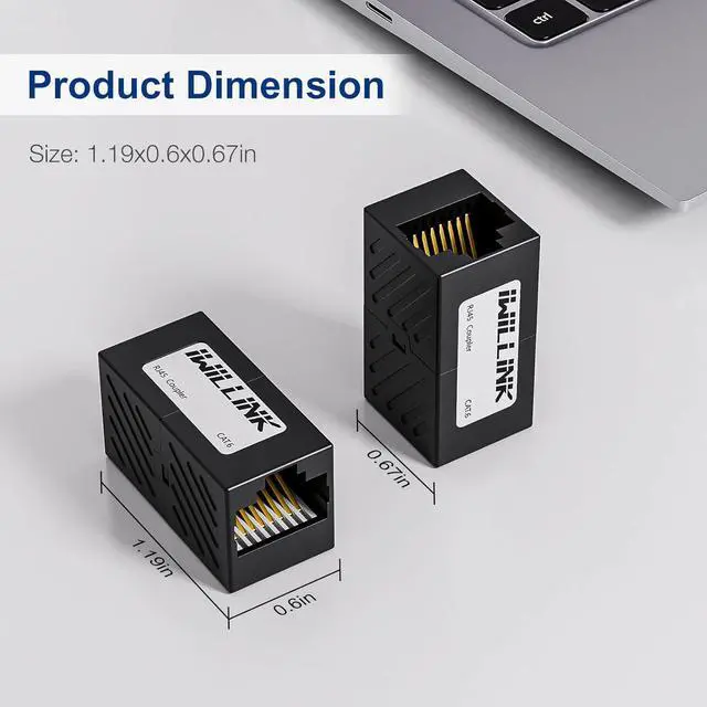 Alt view image 4 of 7 - Iwillink RJ45 Coupler 10-Pack, Ethernet Coupler, RJ45 Connector for Cat6/Cat5e/Cat5 Ethernet Cable, Extender Adapter Female to Female, Black