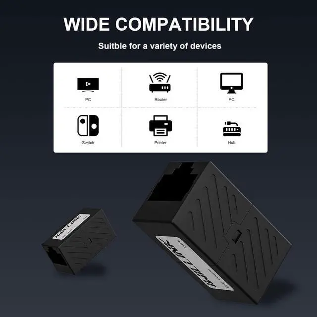 Alt view image 6 of 7 - Iwillink RJ45 Coupler 10-Pack, Ethernet Coupler, RJ45 Connector for Cat6/Cat5e/Cat5 Ethernet Cable, Extender Adapter Female to Female, Black