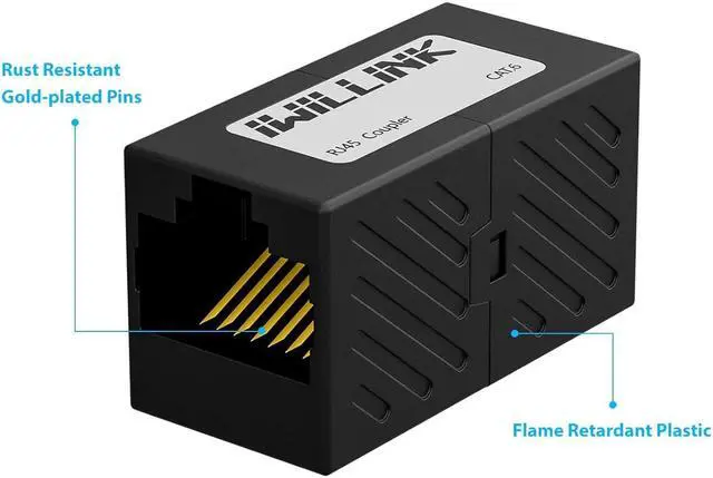 Alt view image 7 of 7 - Iwillink RJ45 Coupler 10-Pack, Ethernet Coupler, RJ45 Connector for Cat6/Cat5e/Cat5 Ethernet Cable, Extender Adapter Female to Female, Black