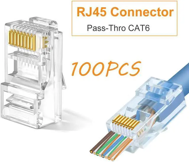 Alt view image 2 of 6 - Solsop RJ45 Connectors Cat6 RJ45 Pass Through Connector Ends 100PCS, Cat6/Cat5e Connectors, Ethernet Cable Crimp Connectors Network Unshielded Plug
