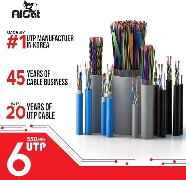 Alt view image 6 of 6 - AiCat Cat 6 Ethernet Cable 1000ft - 23 AWG, CMR, Insulated Solid Bare Copper Wire Cat6 Cable with Noise Reducing Cross Separator - 550MHZ / 10 Gigabit Speed, PoE++, UTP LAN Cable (White)