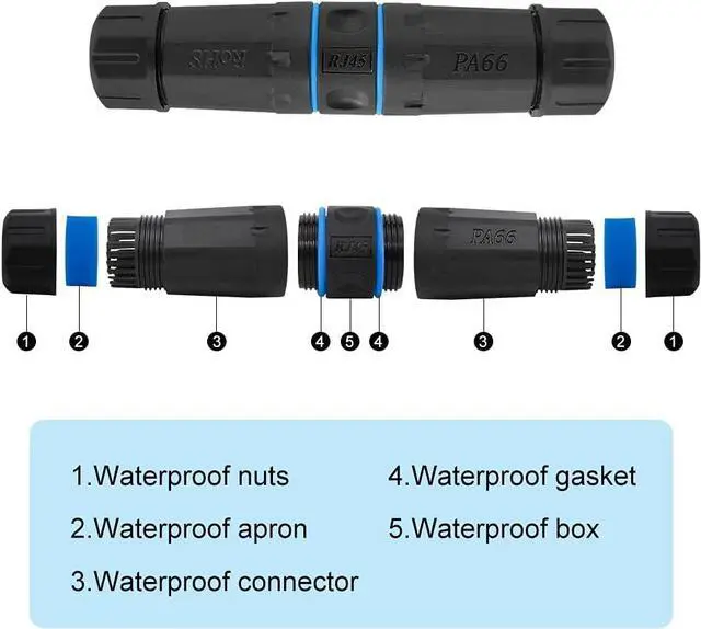 Alt view image 4 of 6 - iwillink Waterproof RJ45 coupler, Shielded Female to Female Waterproof Ethernet Coupler, IP68 Ethernet Outdoor LAN Cable Connector for Cat5e/Cat6/Cat7 Ethernet cable, (2 Pack)