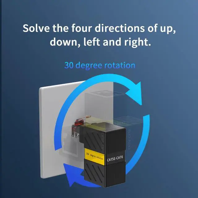 Alt view image 3 of 7 - 2 Pack Cat6 Ethernet Extenders 360° Rotation, Cat5 Cat6 Extension Adapter 90 Degree Right Angle Network LAN RJ45 Male to Female Connector (RJ45 RightAngle)
