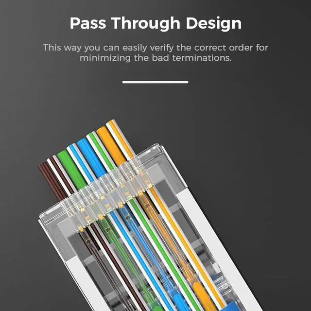 Alt view image 5 of 7 - 100-Pack RJ45 Cat6 Pass Through Connector Shielded RJ45 Modular Plugs for Solid or Stranded FTP/STP Ethernet Cable