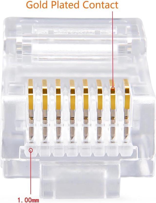 Alt view image 2 of 4 - Cat5e RJ45 Connectors,100-PACK Cat5 Ends/Cat 5 Connector/Cat 5e RJ45 Modular Plugs(3-Prong Gold Plated 15),UTP Network Plug for Solid Strand Cable