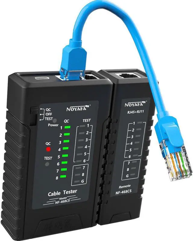 Main image of NOYAFA NF-468CS Network Cable Tester Telephone & Continuity Tester Ethernet Cable Mapper for RJ45/RJ11/RJ12/CAT5/CAT6/POE Test UTP/STP Network Test Tool (Black)