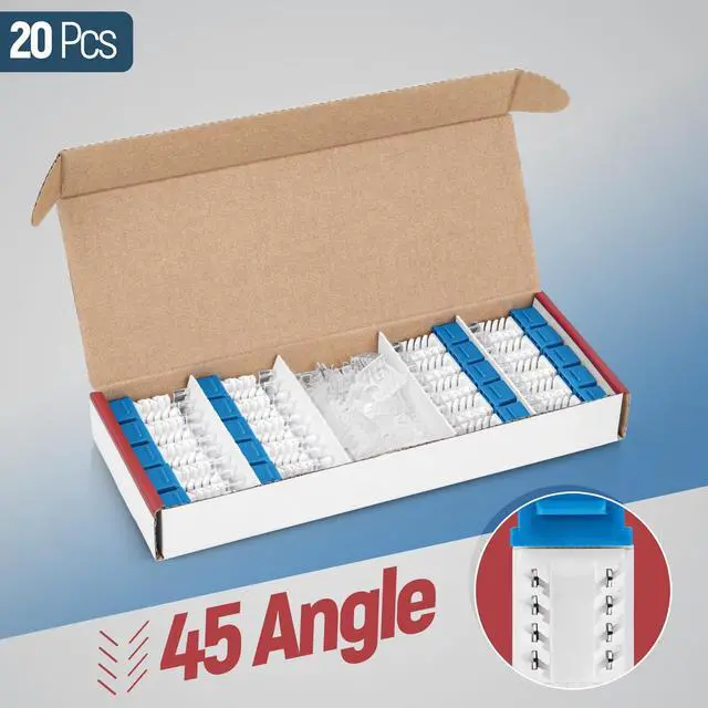 Alt view image 2 of 7 - Everest Media Solutions 45° Angled CAT6 Keystone Jack in Blue - Slim Profile RJ45 Ethernet Connector - Compatible with 45° Angled Speed Termination Tool - 45Term (B0BL3GS7ZY) - 20-Pack
