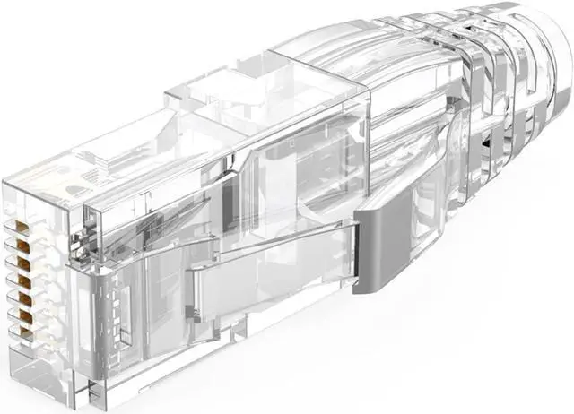 Alt view image 6 of 6 - CableCreation RJ45 Connectors, 100-Pack Cat6 Connector, Cat6/Cat5 8P8C Modular Plug Ends with Relief Boots for Solid Wire and Standard Cable, Transparent