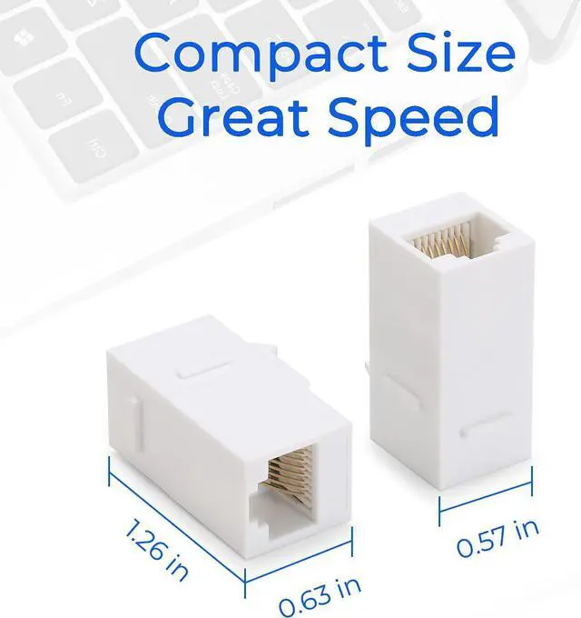 Alt view image 5 of 7 - RJ45 Coupler Inline Keystone Jack, Female to Female RJ45 Keystone Coupler 25 Pack for Ethernet Cat6/Cat5e/Cat5 Cable Extender with Gold Plated White