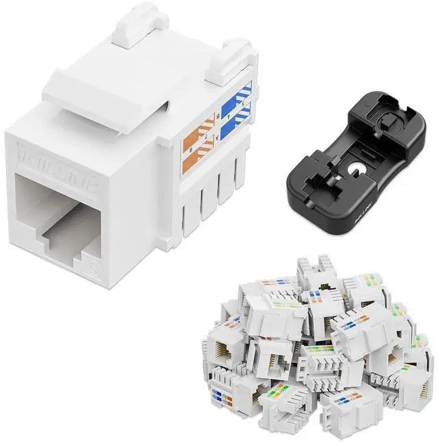 Alt view image 3 of 7 - iwillink 12 Port RJ45 Through Coupler Cat7 Patch Panel STP Shielded and Cat6 Keystone Jack RJ45 Keystone Jack 25-Pack