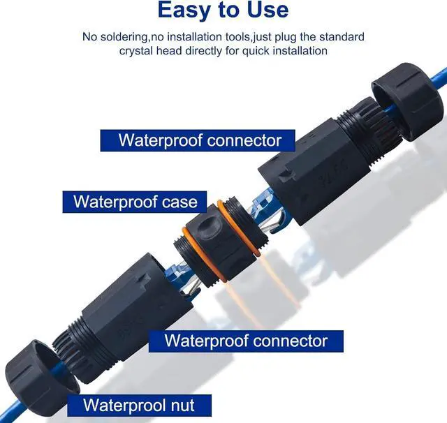 Alt view image 4 of 7 - Waterproof Shielded RJ45 Coupler IP68,CAT6A/CAT6/CAT5E/CAT5 Female to Female Coupler Connector Shielded for Outdoor Ethernet LAN Cable-2 Pack
