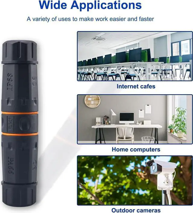 Alt view image 5 of 7 - Waterproof Shielded RJ45 Coupler IP68,CAT6A/CAT6/CAT5E/CAT5 Female to Female Coupler Connector Shielded for Outdoor Ethernet LAN Cable-2 Pack