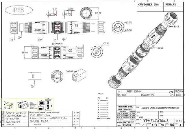 Alt view image 7 of 7 - Waterproof Shielded RJ45 Coupler IP68,CAT6A/CAT6/CAT5E/CAT5 Female to Female Coupler Connector Shielded for Outdoor Ethernet LAN Cable-2 Pack
