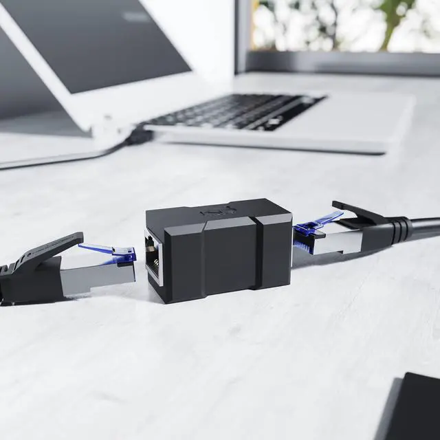 Alt view image 3 of 6 - 5× RJ45 coupler with extra shielding Network cable connector & Ethernet cable extender (two RJ45 jacks, easy way to connect/extend Ethernet cables, CAT 6A for up to 10Gbit/s, black)  by CableDirect