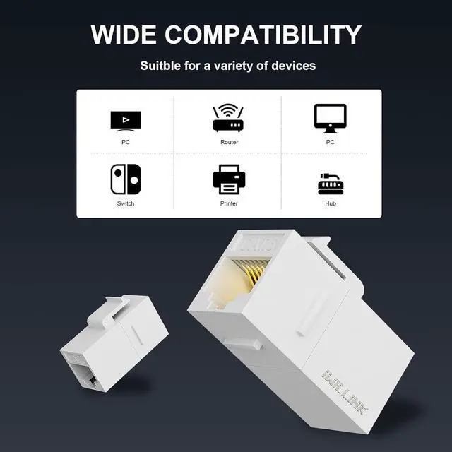Alt view image 2 of 7 - iwillink RJ45 Cat6 Keystone Coupler 25-Pack, Female to Female Cat6 Keystone Jack, UTP Keystone Coupler Insert,keystone jack, White