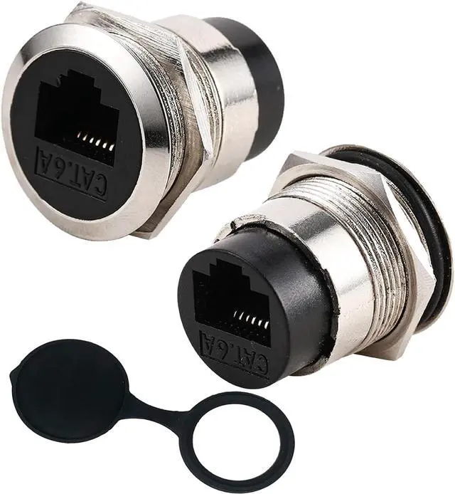 Main image of PENGLIN 2PCS RJ45 CAT6A Panel Mount Connector,CAT6A Ethernet Pass-Through Connector for Industrial Home Network Female to Female with Water/DustPproof Cap