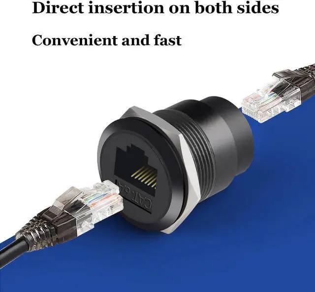 Alt view image 2 of 7 - PENGLIN 2PCS RJ45 CAT6A Panel Mount Connector,CAT6A Ethernet Pass-Through Connector for Industrial Home Network Female to Female with Water/DustPproof Cap