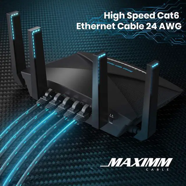 Alt view image 7 of 7 - Maximm Cat 6 Ethernet Cable 5 ft (6-Pack) - High-Speed LAN Cable, Internet Cable, Patch Cable, and Network Cable - UTP, 10Gbps, 550MHz Ethernet Cord - White