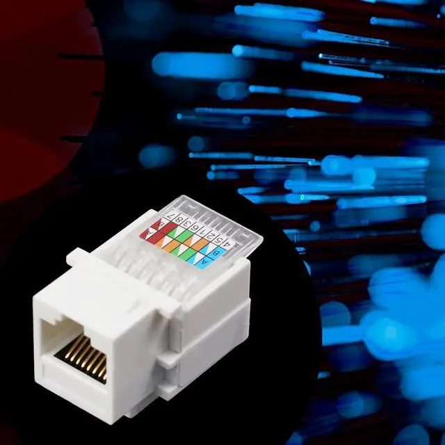 Alt view image 3 of 5 - Antrader RJ45/Cat6/Cat5e Tool-Less Keystone Jack Connector Adapter, Keystone Module Connector, for Internet Network Ethernet LAN Cable, with Color Coded Wiring Schema Snap in Stand, 10-Pack