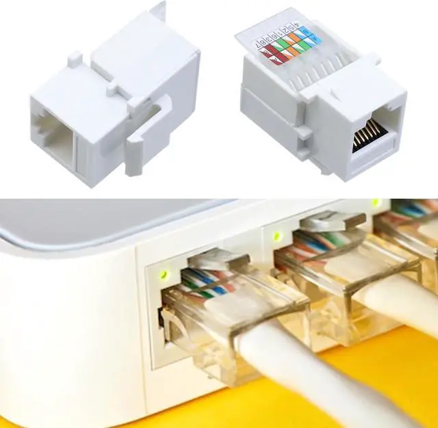 Alt view image 5 of 5 - Antrader RJ45/Cat6/Cat5e Tool-Less Keystone Jack Connector Adapter, Keystone Module Connector, for Internet Network Ethernet LAN Cable, with Color Coded Wiring Schema Snap in Stand, 10-Pack