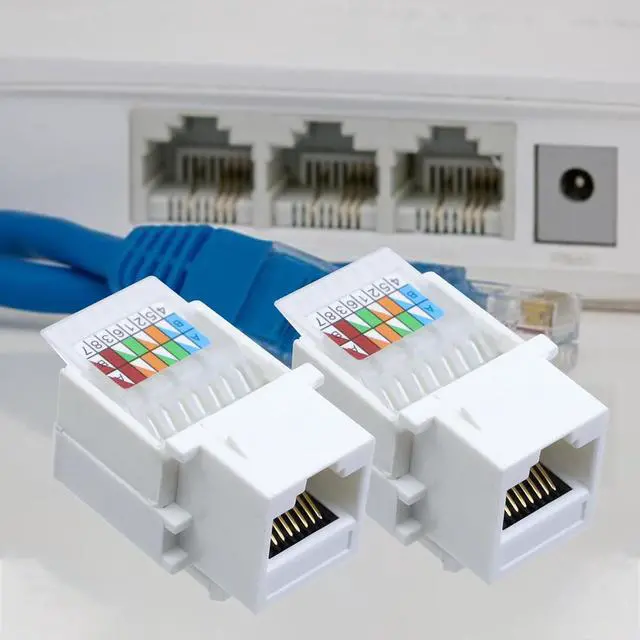 Alt view image 4 of 5 - Antrader RJ45/Cat6/Cat5e Tool-Less Keystone Jack Connector Adapter, Keystone Module Connector, for Internet Network Ethernet LAN Cable, with Color Coded Wiring Schema Snap in Stand, 10-Pack