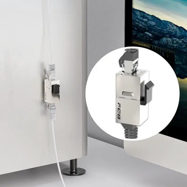 Alt view image 6 of 6 - FGB 10 Pack Cat6a Shielded Keystone Coupler, Female to Female RJ45 Keystone Jack, Ethernet Keystone Coupler in Silver