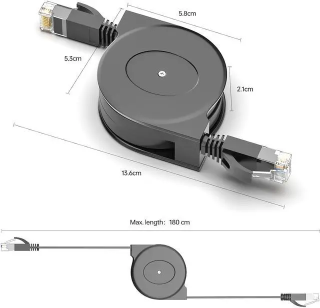 Alt view image 6 of 7 - Retractable Ethernet Cable Cat6 5.9 ft Ethernet Cable 2 Pack Flat LAN Cable High Speed Outdoor Ethernet Patch Cord for Laptop Travel (5.9 feet(1.8M))