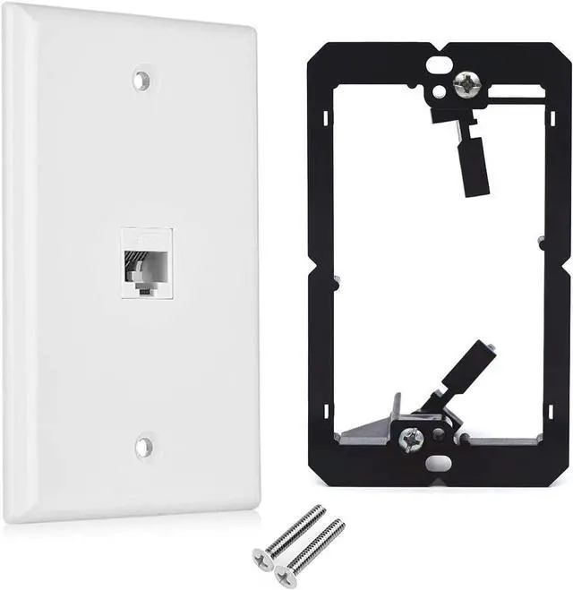Main image of CAT.6 RJ45 Ethernet Wall Plate, OZXNO 1-Pack RJ45 Female to Female Keystone Jack Wallplate Removable Cat6 Inline Coupler Faceplate with Low Voltage Mounting Bracket Device (1 Port)