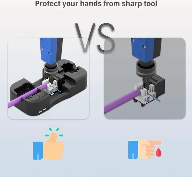 Alt view image 4 of 7 - FGB 25 Pack Cat6 Keystone Jacks and Punch down Stand, Slim Profile RJ45 Keystone, 90 Degree Ethernet Keystone Coupler, Punch Down Keystone Jack, Compact Design, Black