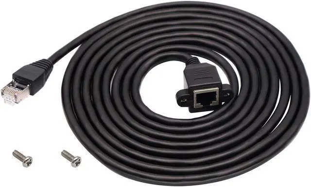 Main image of RJ45 Ethernet Cable Cat 6 Female to Male Shielded Ethernet Network Connector Screw Panel Mount Extension Cable for Router, Modem (3M/10ft)