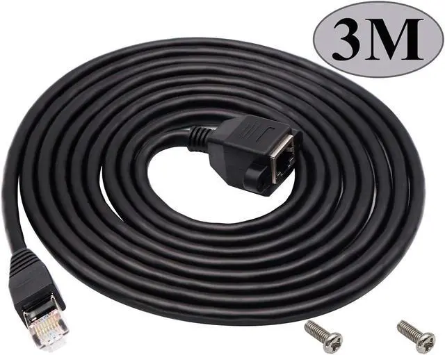 Alt view image 2 of 7 - RJ45 Ethernet Cable Cat 6 Female to Male Shielded Ethernet Network Connector Screw Panel Mount Extension Cable for Router, Modem (3M/10ft)