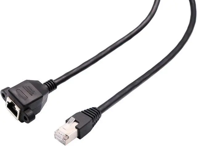 Alt view image 5 of 7 - RJ45 Ethernet Cable Cat 6 Female to Male Shielded Ethernet Network Connector Screw Panel Mount Extension Cable for Router, Modem (3M/10ft)