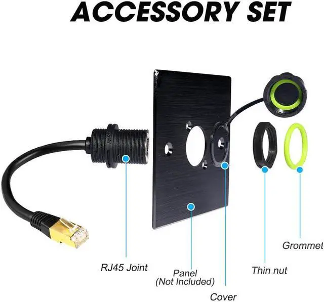 Alt view image 4 of 6 - 5PCS Panel Mounting RJ45 Waterproof Connector M20 Cat5/5e/6 Ethernet LAN Cable Coupler IP67 Waterproof with Dust Cap Cover 25cm Network Cable for Outdoor Network