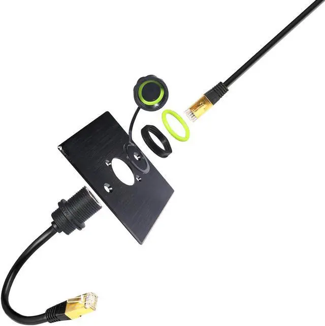 Alt view image 3 of 6 - 5PCS Panel Mounting RJ45 Waterproof Connector M20 Cat5/5e/6 Ethernet LAN Cable Coupler IP67 Waterproof with Dust Cap Cover 25cm Network Cable for Outdoor Network