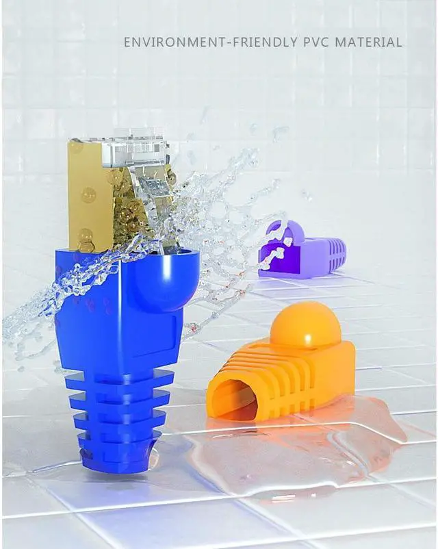 Alt view image 3 of 6 - 50 Pcs Cat5 Cat5E Cat6 Strain Relief Boot, RJ45 Plug Connector Cover Modular Network Plug Connector Cap Cable Connector Boots, Yellow
