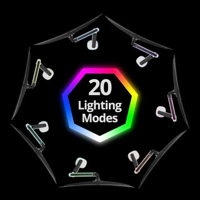 Alt view image 7 of 7 - AVLT Single 27-45 RGB Gaming Monitor Arm Desk Mount Built-in 20 Lighting Modes Touch Button Control Fits Flat/Curved/Ultrawide Monitor Height Swivel Tilt Rotation Adjustable Monitor Stand -White