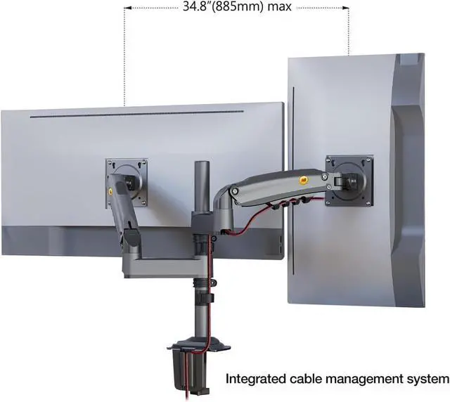 Alt view image 5 of 7 - NB North Bayou Dual Monitor Desk Mount Stand Full Motion Swivel Computer Monitor Arm Fits 2 Screens up to 27'' with Load Capacity 4.4~19.8lbs for Each Monitor H180-G