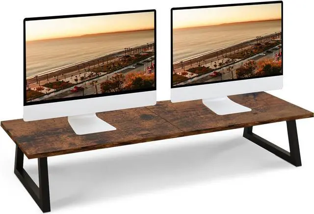 Main image of TEAMIX 31.5 inch Dual Monitor Riser for 2 Monitors, Long Monitor Stand Riser TV Stand Riser Monitor Stand for Desk Wood & Steel Desktop Riser Desk Organization Home Office