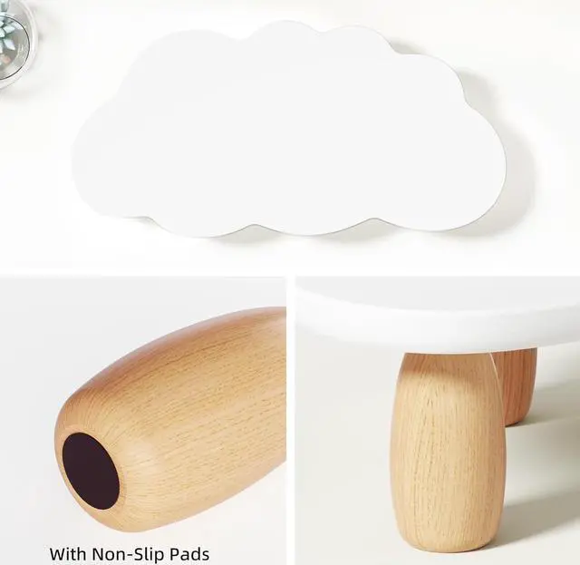 Alt view image 6 of 7 - Monitor Stand Riser, Cloud-Shaped Sturdy Wood Computer Monitor Riser, Laptop Monitor Stand, Multi-Purpose Desktop Organizer Riser for Computer, Laptop, Printer, TV,White