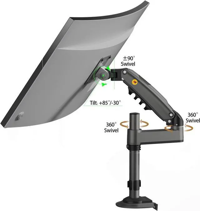 Alt view image 3 of 7 - NB North Bayou Monitor Desk Mount Long Arm for Monitors Within 4.4 to 19.8lbs Ultra Wide Full Motion Swivel Height Adjustable Monitor Stand H100