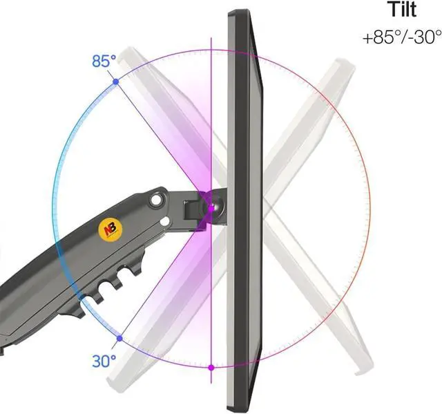 Alt view image 7 of 7 - NB North Bayou Monitor Desk Mount Long Arm for Monitors Within 4.4 to 19.8lbs Ultra Wide Full Motion Swivel Height Adjustable Monitor Stand H100