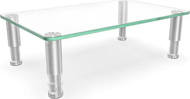 Main image of Clear Computer Monitor Stand Riser with Height Adjustable Multi Media Desktop Stand for Flat Screen LCD LED, Laptop/Notebook/Xbox One,HD01T-002