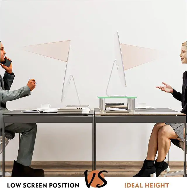 Alt view image 5 of 7 - Clear Computer Monitor Stand Riser with Height Adjustable Multi Media Desktop Stand for Flat Screen LCD LED, Laptop/Notebook/Xbox One,HD01T-002