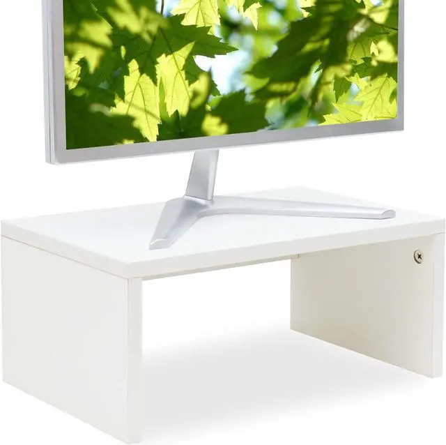 Main image of TEAMIX 6.7 inch Height Monitor Stand Riser, Wood Monitor Riser with Storage for Desk Small Monitor Stand TV/Screen/PC/Laptop Riser Computer Stand Desktop Shelf (White-Higher)
