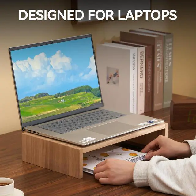 Alt view image 7 of 7 - KIRIGEN Monitor Stand Wooden -Desk Stand Wood for Computer/Laptop/TV Printer - Monitor Arms & Stands Desk Riser for Office Organizers - Desktop Workspace Platforms Stands (39,Natural)