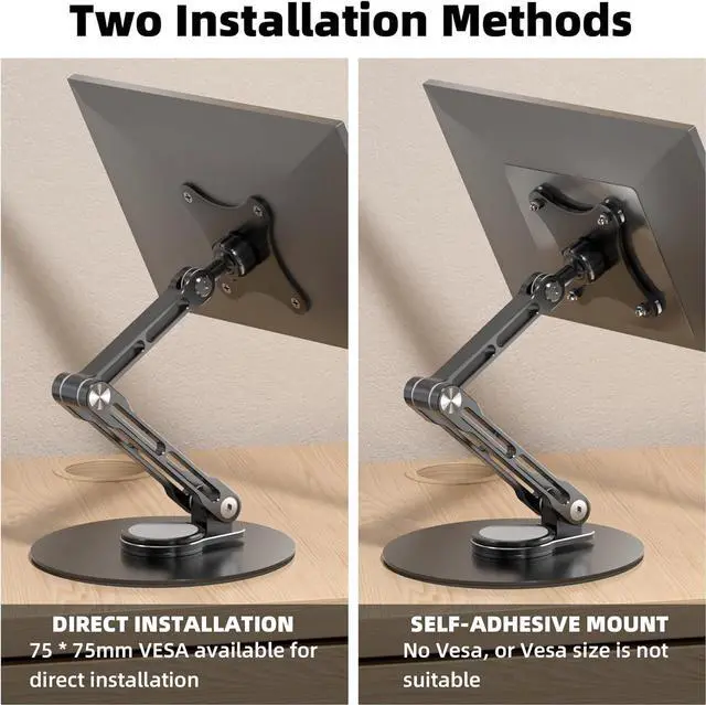 Alt view image 2 of 7 - 75mm VESA Mount Monitor Stand - Foldable Small Monitor Stand for 15.6" 16" 17" 17.3" 18" 18.5" inch Portable Monitor Stand Lay Flat Support VESA 75 * 75mm