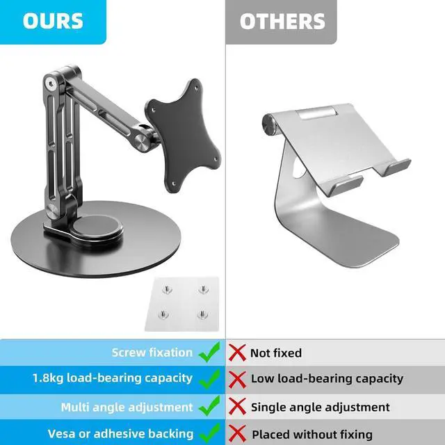 Alt view image 5 of 7 - 75mm VESA Mount Monitor Stand - Foldable Small Monitor Stand for 15.6" 16" 17" 17.3" 18" 18.5" inch Portable Monitor Stand Lay Flat Support VESA 75 * 75mm
