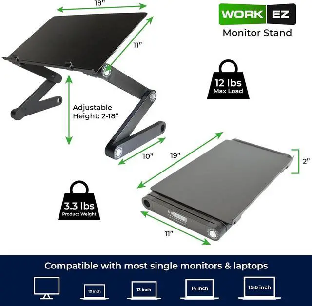 Alt view image 4 of 7 - WorkEZ Monitor Stand, Single Mount Height Adjustable Monitor Riser for Desk, Ergonomic Desktop Computer Stand